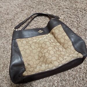 Coach Brown and Tan Signature Lexy Tote Bag